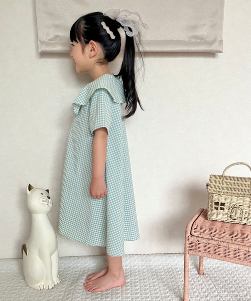 MAKE YOUR DAY(メイクユアデイ)の「ビッグカラーシャツワンピース■80~140cm(シャツワンピース・キッズ・ブラック/サックスブルー/ストライプ・80/90/100/110/120/130/140)」の22枚目の写真