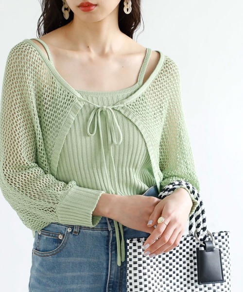 sheller シェリエ KIRAボーダークロップドセーター カーディガンセット 入手困難】シェリエ KIRAボーダークロップドセーター PINK×GOLD