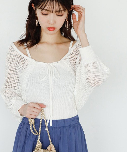 sheller シェリエ KIRAボーダークロップドセーター カーディガンセット GRADATION SHEER KNIT CARDIGAN｜CONVERSE TOKYO (コンバース
