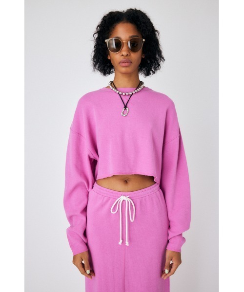 MOUSSY（マウジー）の「CUT OFF CROP トップス（Tシャツ/カットソー・レディース・ベージュ/杢グレー/ピンク・FREE）」の5枚目の写真