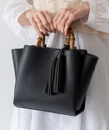 バンブーハンドル2wayミニバッグ タッセル付き