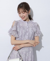 美品☆ アプワイザーリッシェ　ピンク　レーシープリントプリーツワンピース アプワイザーリッシェ レーシープリントプリーツワンピース