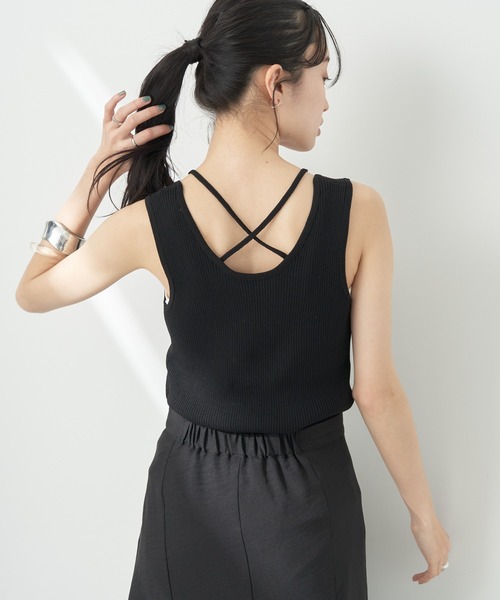 earth music&ecology（アースミュージックアンドエコロジー）の「レイヤリングニットタンクトップ（インナーウェア/肌着・レディース・ラベンダー/アイボリー/グリーン/ブラック・M/S）」の3枚目の写真