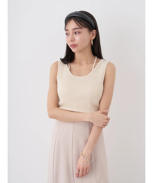 earth music&ecology（アースミュージックアンドエコロジー）の「レイヤリングニットタンクトップ（インナーウェア/肌着・レディース・ラベンダー/アイボリー/グリーン/ブラック・M/S）」の5枚目の写真