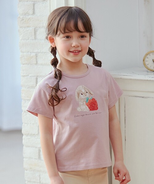 ANY(エニィ)の「水彩風 アニマルプリント Tシャツ(Tシャツ/カットソー・キッズ・ライトオレンジ系/ピンク系/サックスブルー系/黄緑系・110/120/130/100/90)」の4枚目の写真
