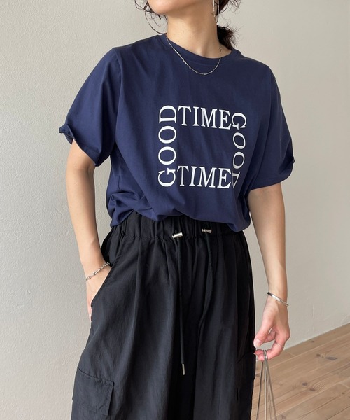 wee9s（ウィークス）の「"GOOD TIME" / グッドタイムティーシャツ（Tシャツ/カットソー・レディース・ネイビー/ピンク/アイボリー・FREE）」の14枚目の写真
