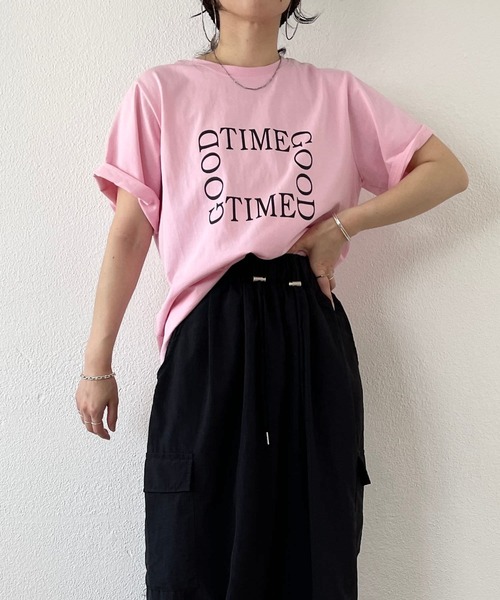 wee9s（ウィークス）の「"GOOD TIME" / グッドタイムティーシャツ（Tシャツ/カットソー・レディース・ネイビー/ピンク/アイボリー・FREE）」の15枚目の写真