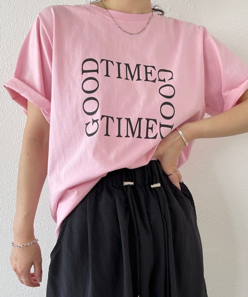 wee9s（ウィークス）の「"GOOD TIME" / グッドタイムティーシャツ（Tシャツ/カットソー・レディース・ネイビー/ピンク/アイボリー・FREE）」の22枚目の写真