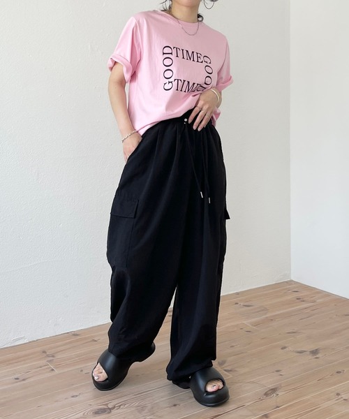 wee9s（ウィークス）の「"GOOD TIME" / グッドタイムティーシャツ（Tシャツ/カットソー・レディース・ネイビー/ピンク/アイボリー・FREE）」の6枚目の写真