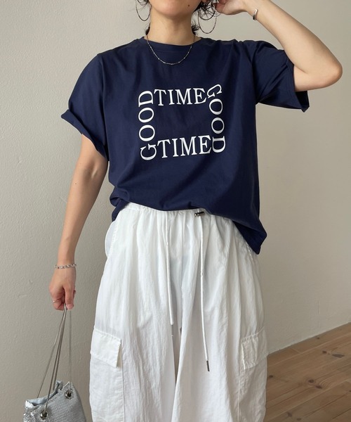 wee9s（ウィークス）の「"GOOD TIME" / グッドタイムティーシャツ（Tシャツ/カットソー・レディース・ネイビー/ピンク/アイボリー・FREE）」の12枚目の写真