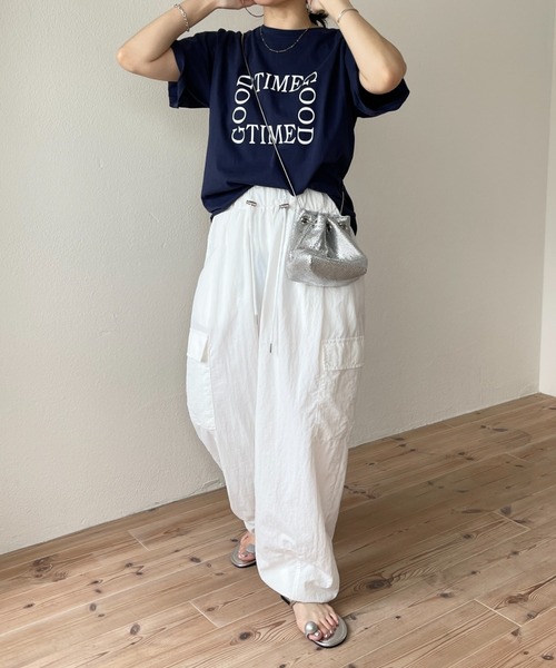wee9s（ウィークス）の「"GOOD TIME" / グッドタイムティーシャツ（Tシャツ/カットソー・レディース・ネイビー/ピンク/アイボリー・FREE）」の5枚目の写真