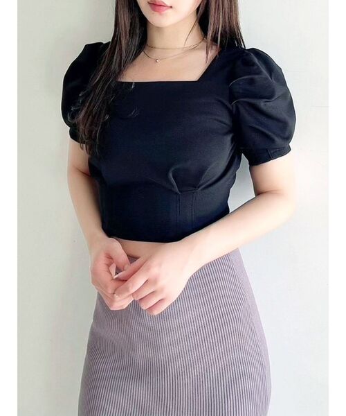 RESEXXY（リゼクシー）の「バックリボンパフトップス（Tシャツ/カットソー・レディース・ブラック/ホワイト/ベージュ・FREE）」の3枚目の写真