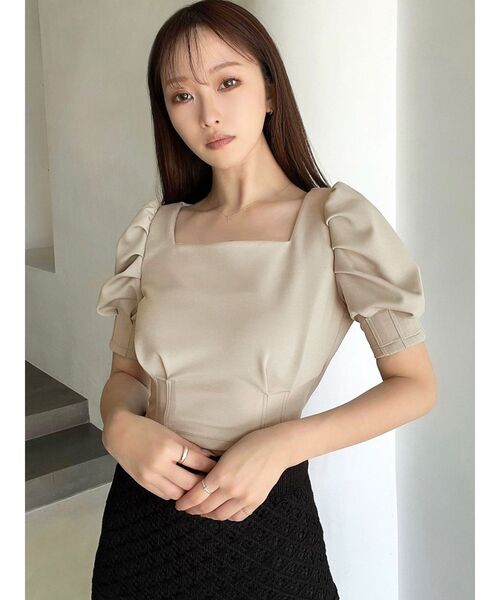 RESEXXY（リゼクシー）の「バックリボンパフトップス（Tシャツ/カットソー・レディース・ブラック/ホワイト/ベージュ・FREE）」の11枚目の写真