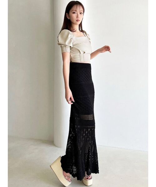 RESEXXY（リゼクシー）の「バックリボンパフトップス（Tシャツ/カットソー・レディース・ブラック/ホワイト/ベージュ・FREE）」の14枚目の写真