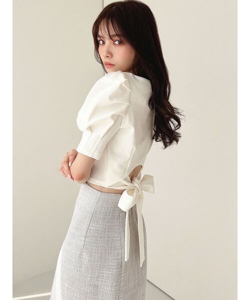 RESEXXY（リゼクシー）の「バックリボンパフトップス（Tシャツ/カットソー・レディース・ブラック/ホワイト/ベージュ・FREE）」の18枚目の写真