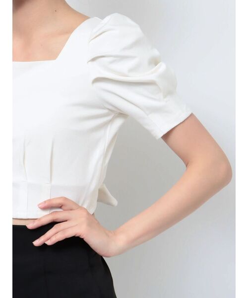 RESEXXY（リゼクシー）の「バックリボンパフトップス（Tシャツ/カットソー・レディース・ブラック/ホワイト/ベージュ・FREE）」の19枚目の写真