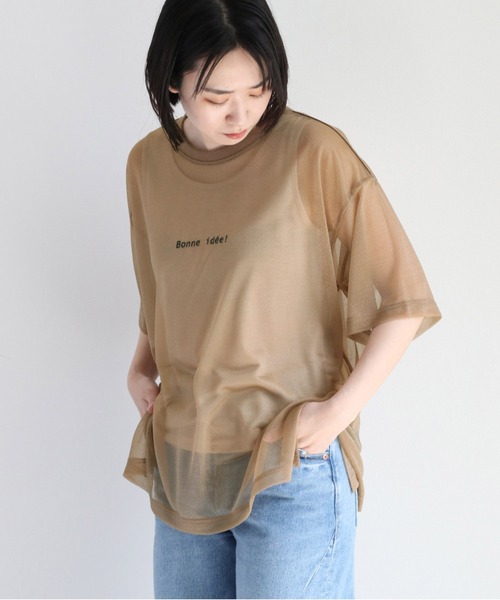 cepo（セポ）の「【セットアイテム】シンプルロゴ シアーＴｅｅ（Tシャツ/カットソー・レディース・オフホワイト/ブラック/ベージュ・M）」の2枚目の写真