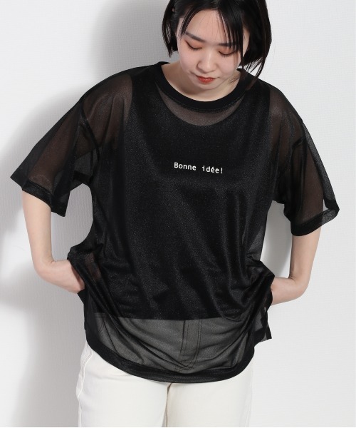 cepo（セポ）の「【セットアイテム】シンプルロゴ シアーＴｅｅ（Tシャツ/カットソー・レディース・オフホワイト/ブラック/ベージュ・M）」の3枚目の写真