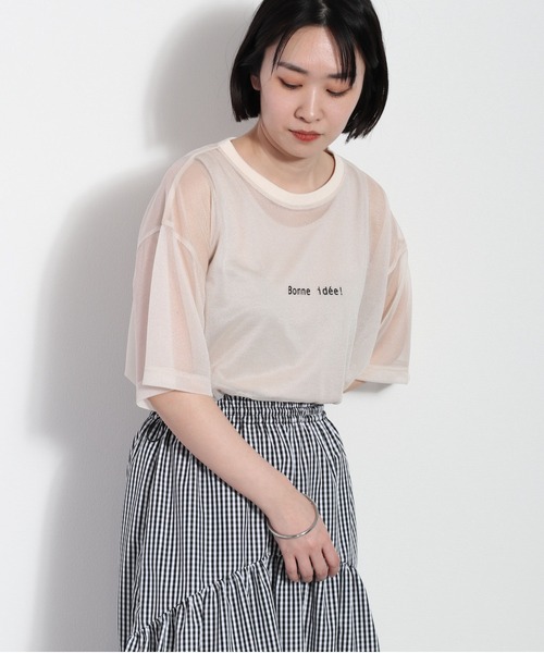 cepo（セポ）の「【セットアイテム】シンプルロゴ シアーＴｅｅ（Tシャツ/カットソー・レディース・オフホワイト/ブラック/ベージュ・M）」の4枚目の写真
