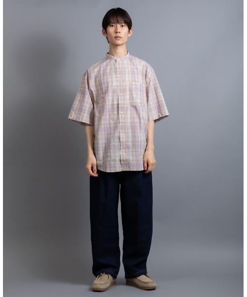 En serio TOKYO(エンソリオトーキョー)の「ブロードチェック ルーズシルエット バンドカラー H/S シャツ(シャツ/ブラウス・メンズ・グレー/ベージュ/オレンジ/ラベンダー・M/L)」の15枚目の写真