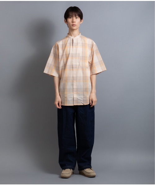 En serio TOKYO(エンソリオトーキョー)の「ブロードチェック ルーズシルエット バンドカラー H/S シャツ(シャツ/ブラウス・メンズ・グレー/ベージュ/オレンジ/ラベンダー・M/L)」の10枚目の写真