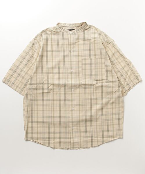 En serio TOKYO(エンソリオトーキョー)の「ブロードチェック ルーズシルエット バンドカラー H/S シャツ(シャツ/ブラウス・メンズ・グレー/ベージュ/オレンジ/ラベンダー・M/L)」の19枚目の写真