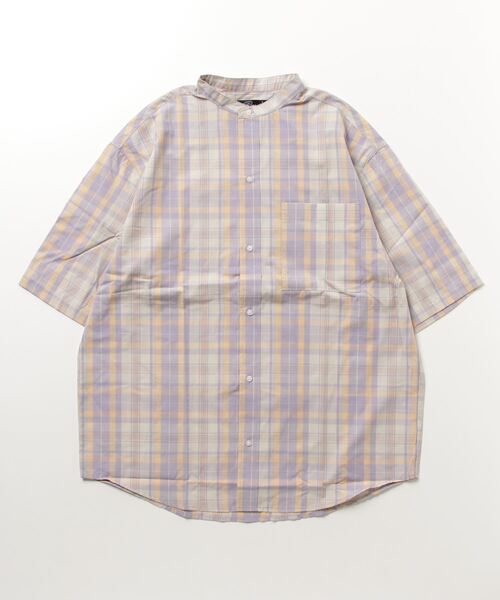 En serio TOKYO(エンソリオトーキョー)の「ブロードチェック ルーズシルエット バンドカラー H/S シャツ(シャツ/ブラウス・メンズ・グレー/ベージュ/オレンジ/ラベンダー・M/L)」の18枚目の写真