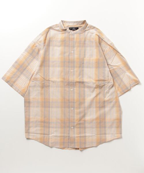 En serio TOKYO(エンソリオトーキョー)の「ブロードチェック ルーズシルエット バンドカラー H/S シャツ(シャツ/ブラウス・メンズ・グレー/ベージュ/オレンジ/ラベンダー・M/L)」の17枚目の写真