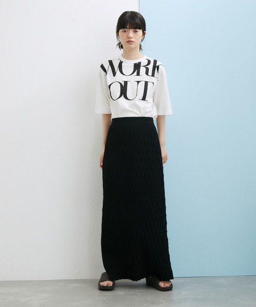 ADAM ET ROPE'(アダムエロペ)の「【サステナブル・WEB限定】チェック&リブニットリーンスカート(スカート・レディース・ブラック/ブラック系その他2/オフホワイト・FREE)」の2枚目の写真