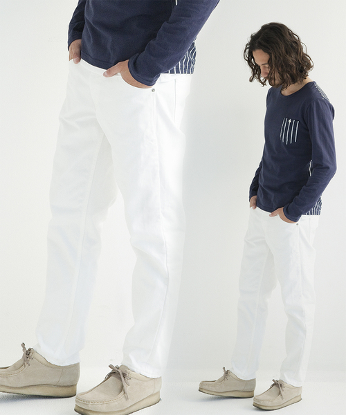 rehacer(レアセル)の「Loose Piping White Denim (デニムパンツ・メンズ・ホワイト・MEDIUM/SMALL/LARGE)」の1枚目の写真