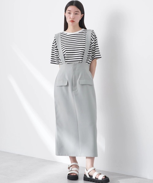 earth music&ecology（アースミュージックアンドエコロジー）の「サス付きナロースカート（スカート・レディース・アイボリー/ブラック/グレー・M/S）」の3枚目の写真