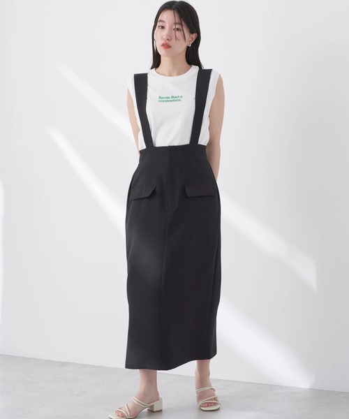 earth music&ecology（アースミュージックアンドエコロジー）の「サス付きナロースカート（スカート・レディース・アイボリー/ブラック/グレー・M/S）」の2枚目の写真