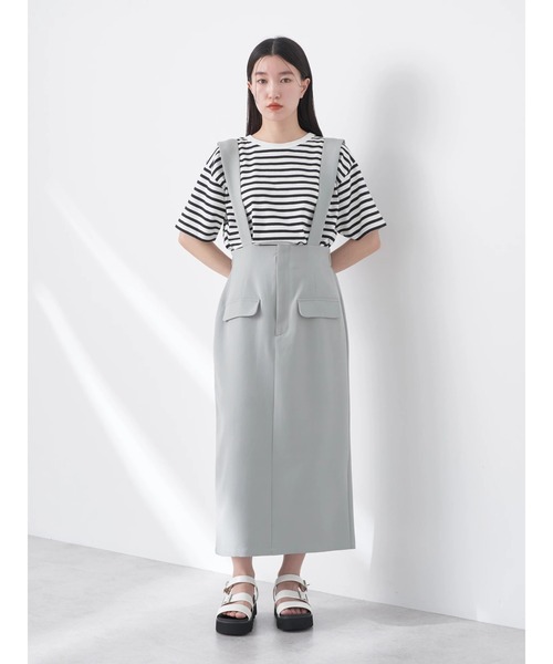 earth music&ecology（アースミュージックアンドエコロジー）の「サス付きナロースカート（スカート・レディース・アイボリー/ブラック/グレー・M/S）」の9枚目の写真