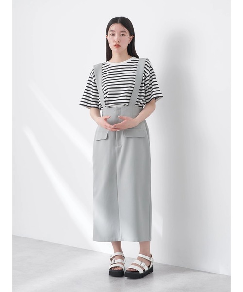 earth music&ecology（アースミュージックアンドエコロジー）の「サス付きナロースカート（スカート・レディース・アイボリー/ブラック/グレー・M/S）」の10枚目の写真