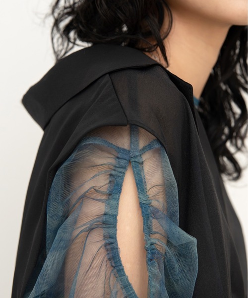 VACANCY（ヴァカンシー）の「シアー切替ショートベスト（ベスト・レディース・グレー/ブラック・FREE）」の13枚目の写真