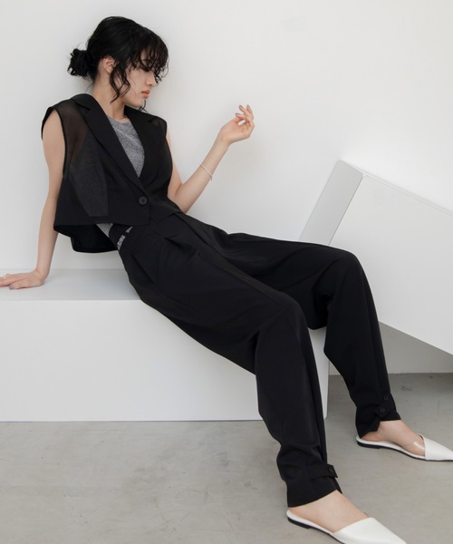 VACANCY（ヴァカンシー）の「シアー切替ショートベスト（ベスト・レディース・グレー/ブラック・FREE）」の9枚目の写真