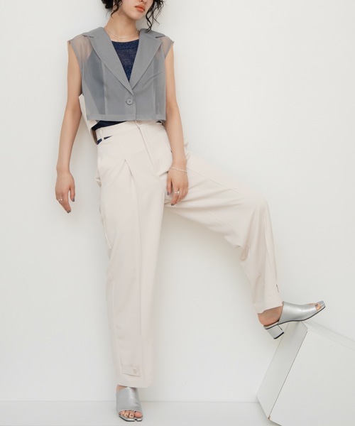 VACANCY（ヴァカンシー）の「シアー切替ショートベスト（ベスト・レディース・グレー/ブラック・FREE）」の16枚目の写真