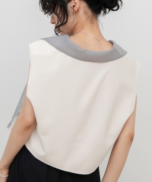 VACANCY（ヴァカンシー）の「シアー切替ショートベスト（ベスト・レディース・グレー/ブラック・FREE）」の15枚目の写真