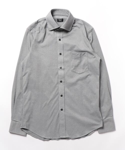 CROWDED CLOSET(クラウデッドクローゼット)の「【DISNOTICED(ディスノーティス)】汗シミ防止 ツイルジャージスナップダウンシャツ(シャツ/ブラウス・メンズ・グレー/ホワイト/ネイビー・02/04/03/01)」の5枚目の写真