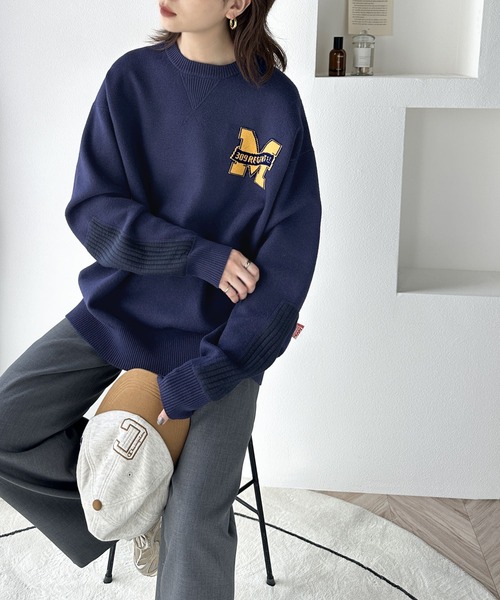 セール】《Javaジャバコラボ》Wジャガードエルボーパッチプルオーバー