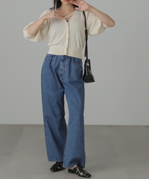 FREE'S MART（フリーズマート）の「◆ボリュームスリーブシアー半袖ショートカーディガン（カーディガン/ボレロ・レディース・ブラック/ホワイト/ライトグリーン/パープル・FREE）」の22枚目の写真