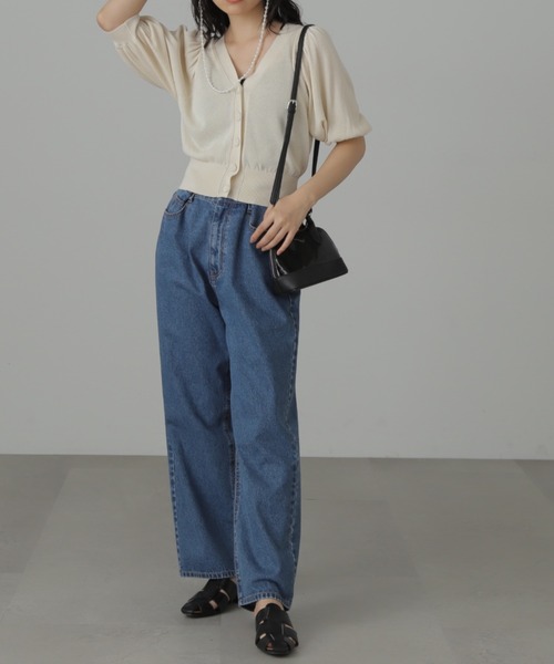 FREE'S MART（フリーズマート）の「◆ボリュームスリーブシアー半袖ショートカーディガン（カーディガン/ボレロ・レディース・ブラック/ホワイト/ライトグリーン/パープル・FREE）」の16枚目の写真