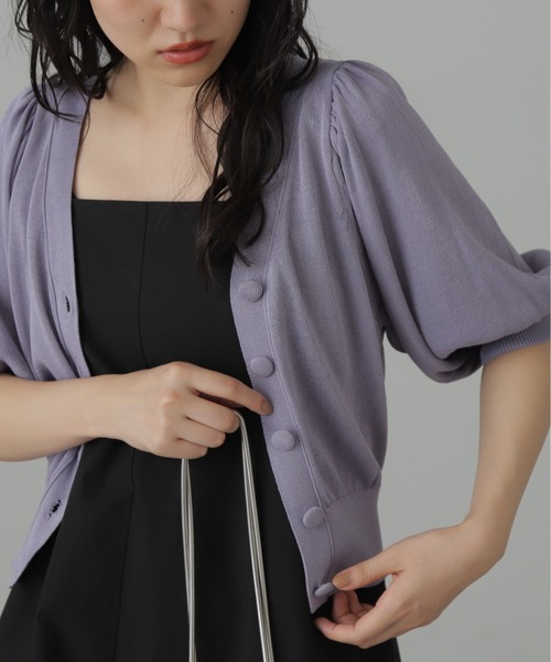 FREE'S MART（フリーズマート）の「◆ボリュームスリーブシアー半袖ショートカーディガン（カーディガン/ボレロ・レディース・ブラック/ホワイト/ライトグリーン/パープル・FREE）」の13枚目の写真