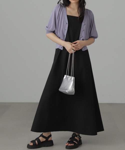 FREE'S MART（フリーズマート）の「◆ボリュームスリーブシアー半袖ショートカーディガン（カーディガン/ボレロ・レディース・ブラック/ホワイト/ライトグリーン/パープル・FREE）」の7枚目の写真