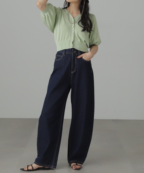 FREE'S MART（フリーズマート）の「◆ボリュームスリーブシアー半袖ショートカーディガン（カーディガン/ボレロ・レディース・ブラック/ホワイト/ライトグリーン/パープル・FREE）」の20枚目の写真