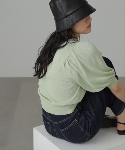 FREE'S MART（フリーズマート）の「◆ボリュームスリーブシアー半袖ショートカーディガン（カーディガン/ボレロ・レディース・ブラック/ホワイト/ライトグリーン/パープル・FREE）」の14枚目の写真