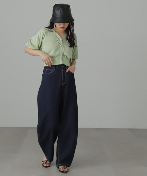 FREE'S MART（フリーズマート）の「◆ボリュームスリーブシアー半袖ショートカーディガン（カーディガン/ボレロ・レディース・ブラック/ホワイト/ライトグリーン/パープル・FREE）」の11枚目の写真