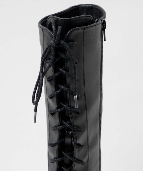 WEGO(ウィゴー)の「WEGO/レースアップロングブーツ(ブーツ・レディース・ブラック/オフホワイト・MEDIUM/LARGE)」の10枚目の写真