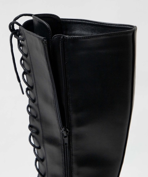 WEGO(ウィゴー)の「WEGO/レースアップロングブーツ(ブーツ・レディース・ブラック/オフホワイト・MEDIUM/LARGE)」の6枚目の写真