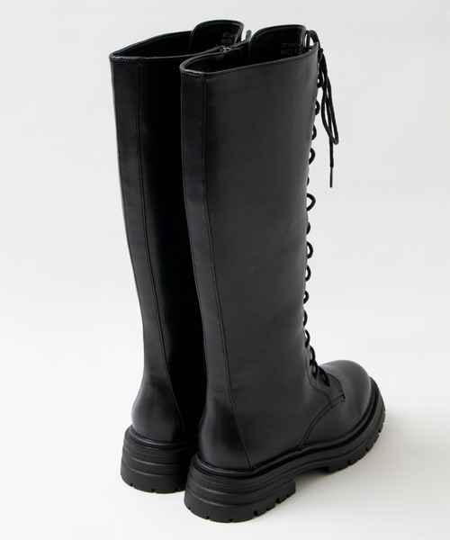 WEGO(ウィゴー)の「WEGO/レースアップロングブーツ(ブーツ・レディース・ブラック/オフホワイト・MEDIUM/LARGE)」の9枚目の写真